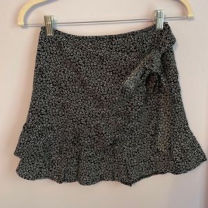 Navy floral mini wrap skirt